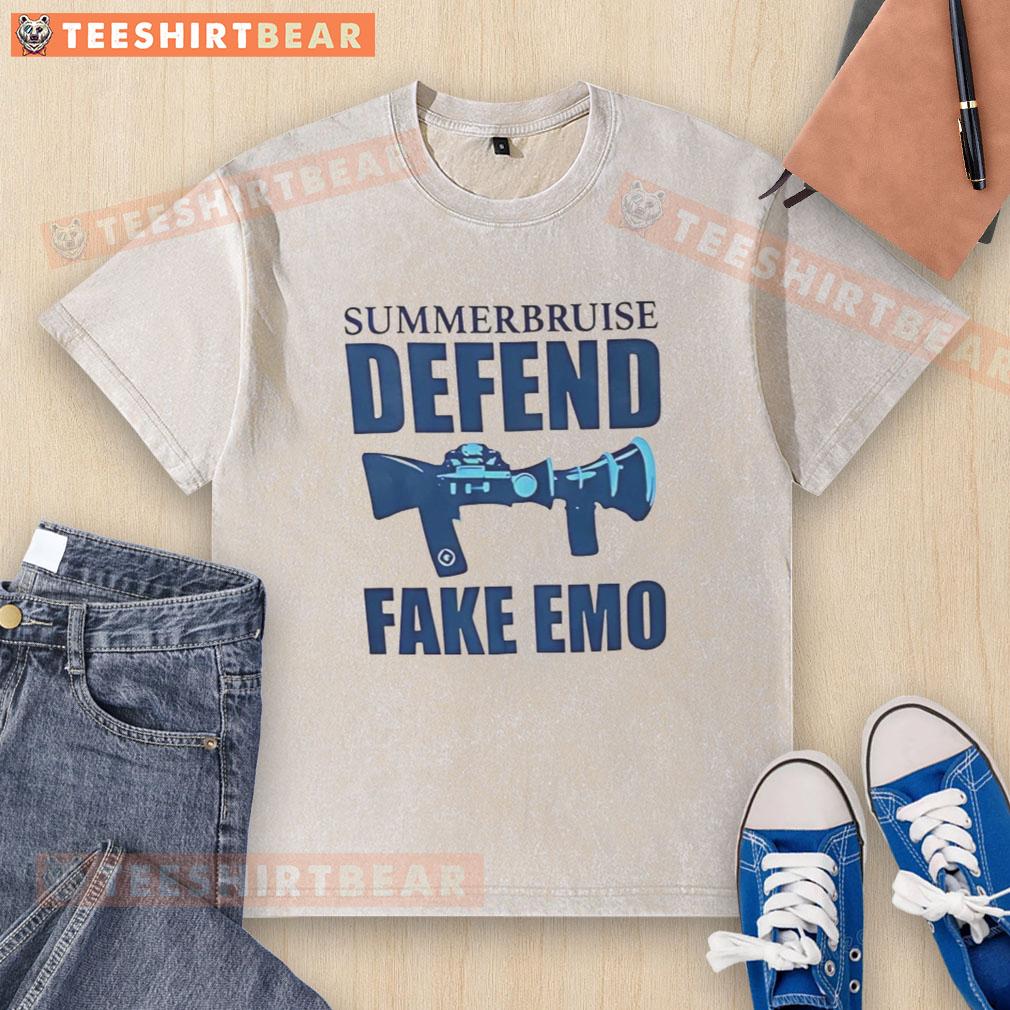 Premium Summerbruise Defend Fake Emo Washed T-Shirt in trendy design, perfect for casual summer outfits and emo style.
