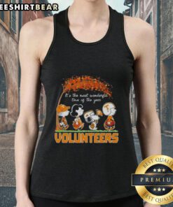 Premium Tennessee Volunteers X Peanuts Snoopy and Friends autumn tank top celebrating the most wonderful time of the year.