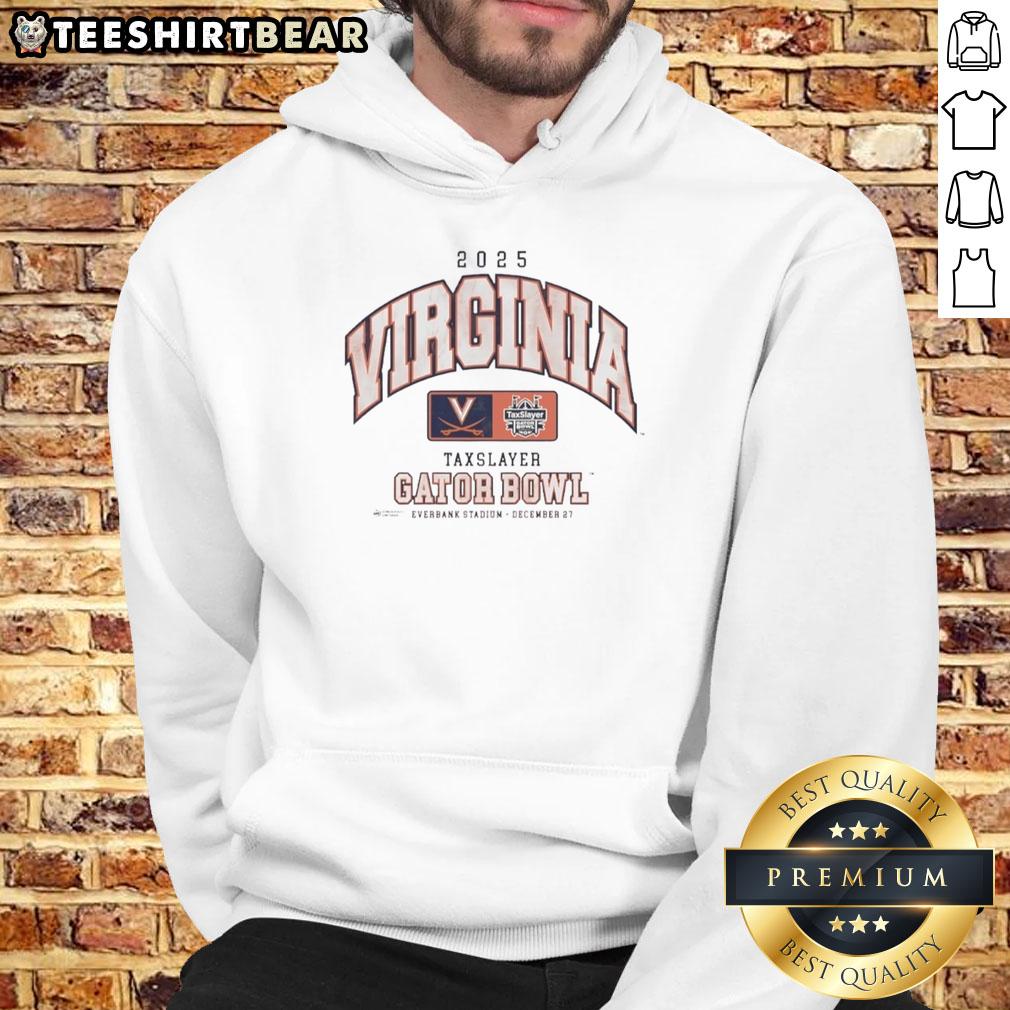 Premium Virginia Cavaliers 2025 TaxSlayer Gator Bowl hoodie featuring team colors and logo, perfect for fans.