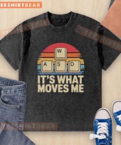 Alt Text: Premium WASD gaming keys graphic on a funny PC gamer washed t-shirt, perfect for gaming enthusiasts and casual wear.