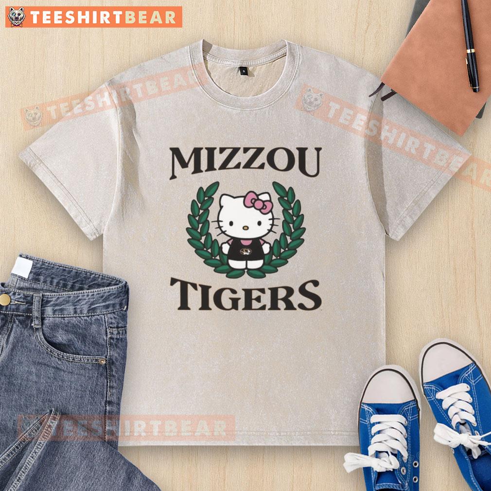 Pretty Hello Kitty Missouri Tigers Crest washed t-shirt featuring a cute design for fans and collectors.