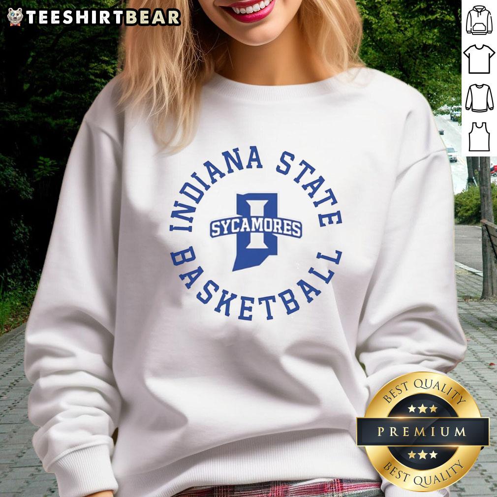 Pretty Indiana State Sycamores basketball circle logo sweatshirt featuring vibrant colors and stylish design.