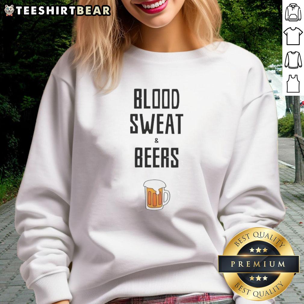 Cozy Top Blood Sweat and Beers sweatshirt in black, perfect for casual outings and beer lovers.