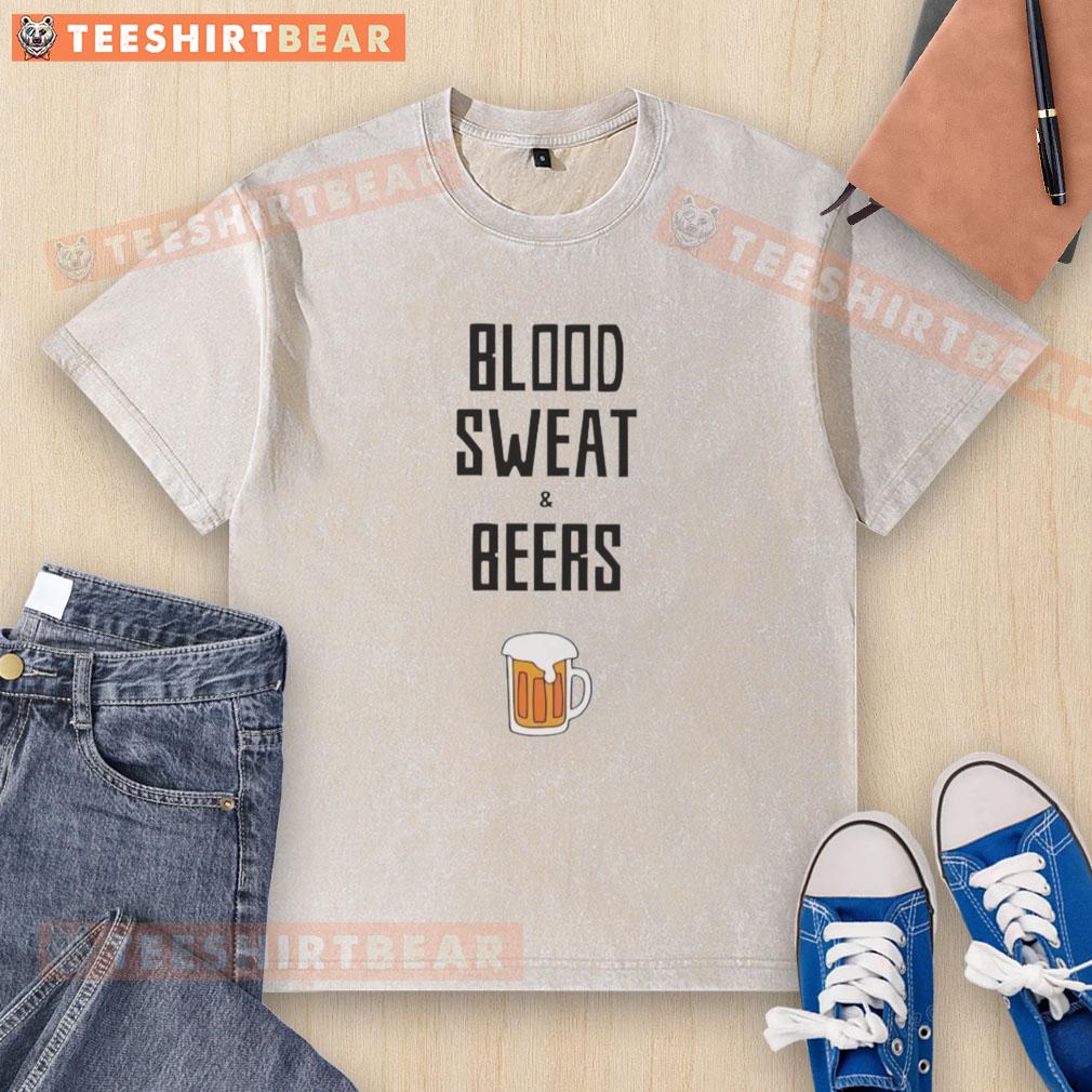 Alt Text: Top Blood Sweat And Beers washed t-shirt featuring a vintage design, perfect for casual wear and beer enthusiasts.