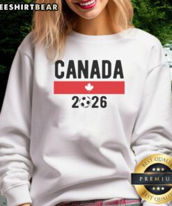 Alt Text: Classic Canadian soccer fan sweatshirt featuring Top Canada 2026 design, perfect for supporting your team in style.
