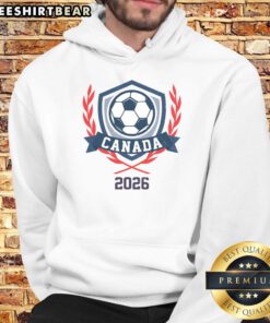 Stylish Top Canada 2026 Vintage Soccer Crest Hoodie featuring a classic design and vibrant colors for soccer fans.