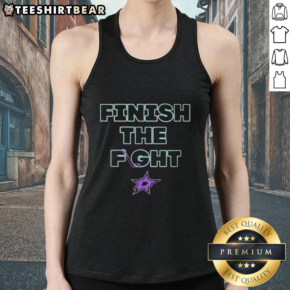Top Dallas Stars Hockey Finish The Fight tank top featuring team colors and logo, perfect for fans and game day attire.
