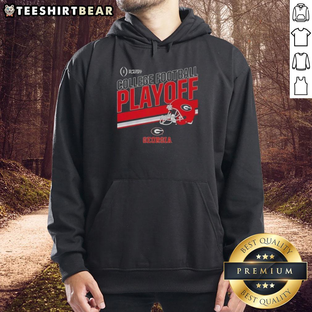Top Georgia Bulldogs Football 2025 CFB Playoff Stripe Hoodie in red and black, perfect for fans and game day wear.