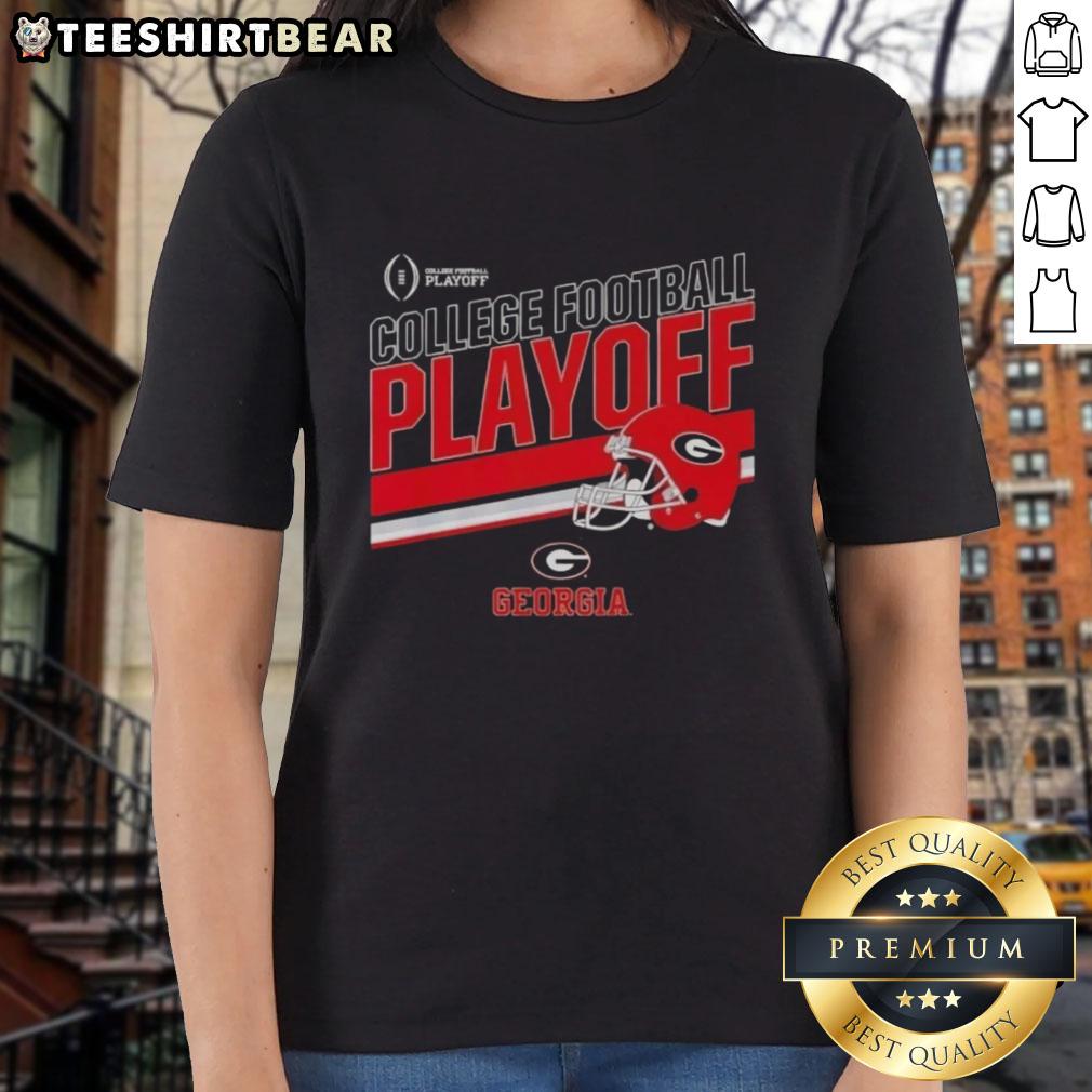 Alt Text: Top Georgia Bulldogs Football 2025 CFB Playoff Stripe Ladies Tee showcasing team spirit and style for fans.