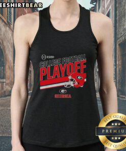 Top Georgia Bulldogs Football 2025 CFB Playoff Stripe Tank Top in red and black with team logo, perfect for game day.