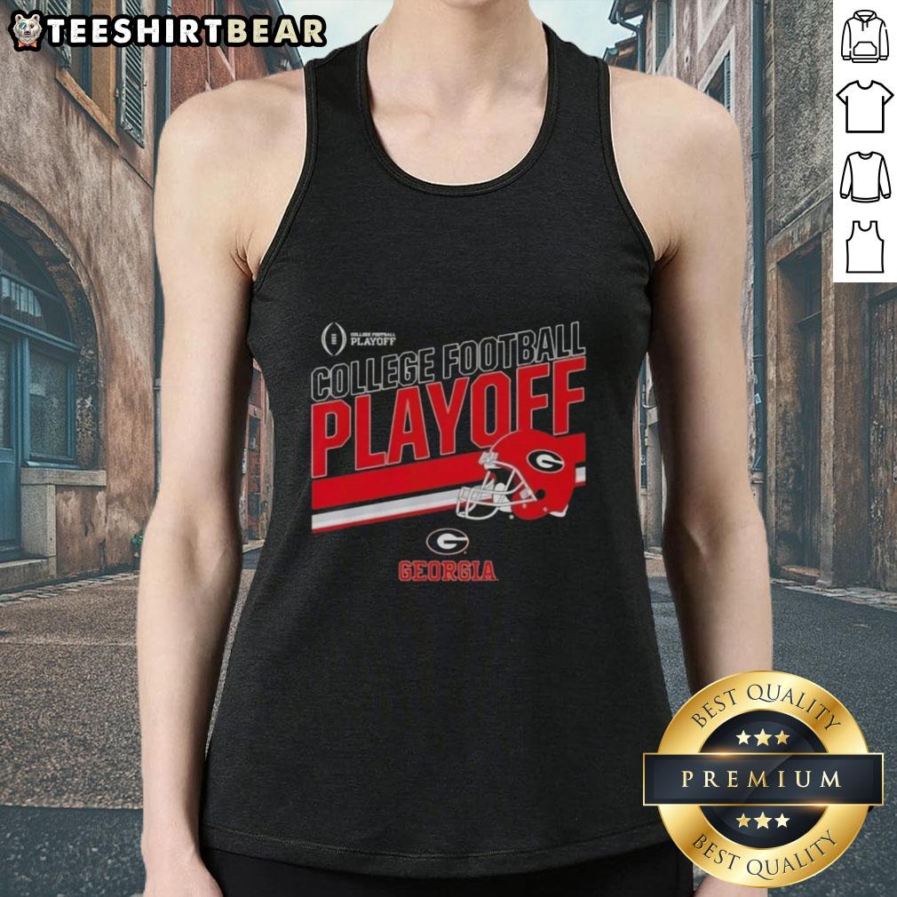 Top Georgia Bulldogs Football 2025 CFB Playoff Stripe Tank Top in red and black with team logo, perfect for game day.