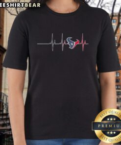 Alt Text: Top Houston Texans NFL Heartbeat Ladies Tee featuring team colors and logo, perfect for female fans of the Texans.