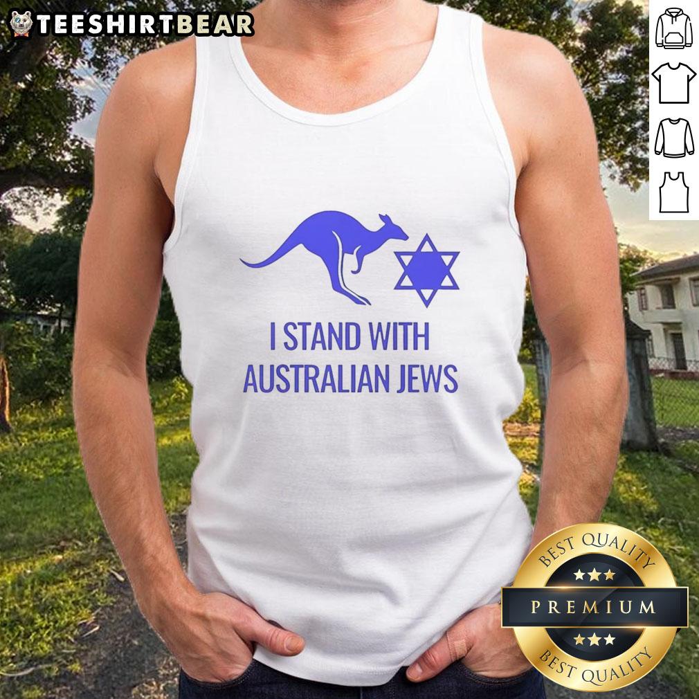 Alt Text: Top I Stand With Australian Jews tank top featuring a kangaroo logo, perfect for Bondi beach style.