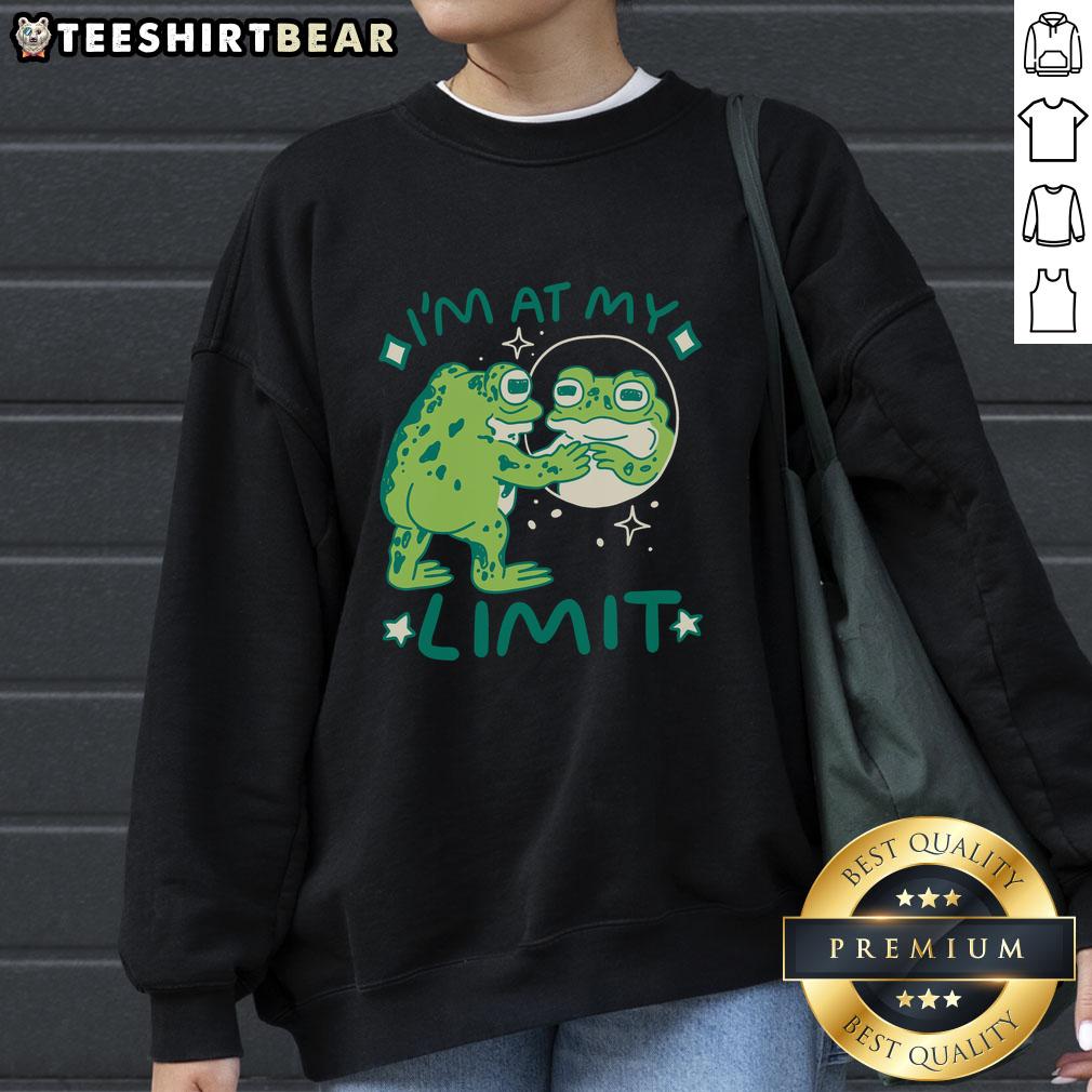 Cozy 'Top I'm At My Limit' frog sweatshirt featuring a playful frog design, perfect for casual wear and gifts.