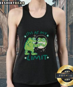 Top Im At My Limit Frog Tank Top featuring a colorful frog design, perfect for summer fashion and amphibian lovers.
