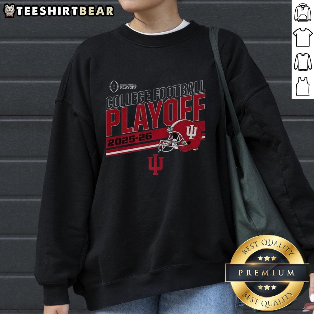 Top Indiana Hoosiers College Football Playoff 2025-2026 helmet sweatshirt showcasing team colors and logo.
