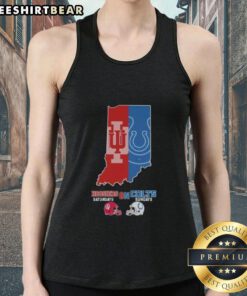 Tank top featuring 'Top Indiana Hoosiers on Saturdays and Indianapolis Colts on Sundays' design, perfect for sports fans.