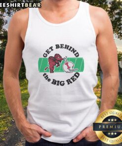 Alt Text: Top Indiana University Get Behind The Big Red Tank Top featuring vibrant red color and university logo design.