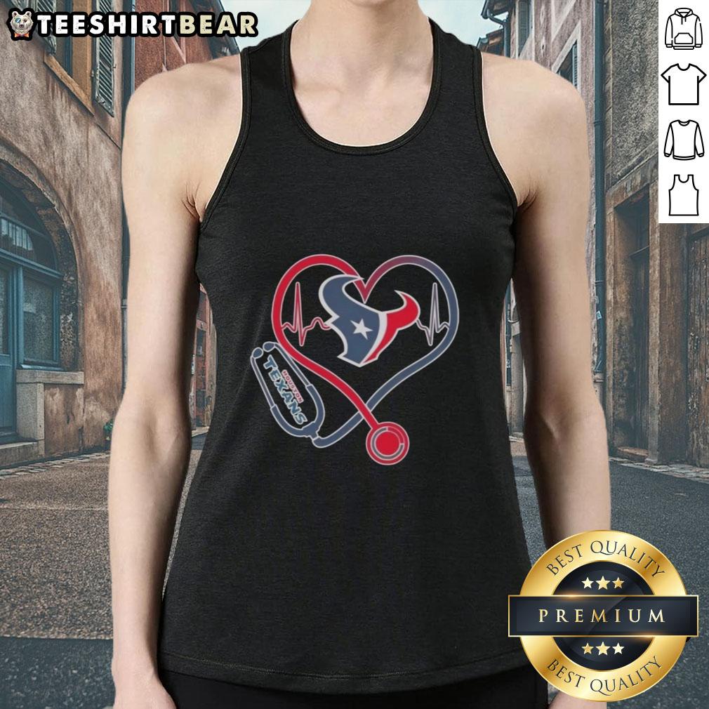 Stylish Houston Texans tank top featuring stethoscope and headphones design for passionate fans of the team.