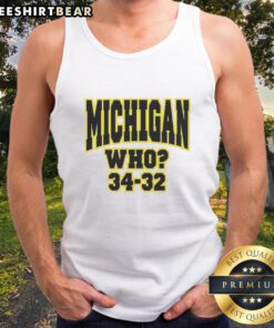 Top Michigan Who 34 32 Tank Top featuring a stylish design for fans, perfect for casual wear and game days.