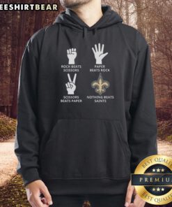 Top New Orleans Saints hoodie featuring 'Nothing Beats Rock, Scissors Beats Paper' design, perfect for fans.