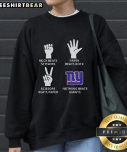 Cozy sweatshirt featuring 'Nothing Beats Rock, Beats Scissors, Paper Beats Rock, Scissors Beats Paper' for New York Giants fans.