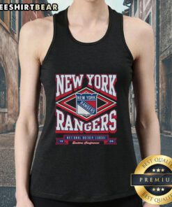 Top New York Rangers heater tank top featuring bold team colors and logo, perfect for game day or casual wear.