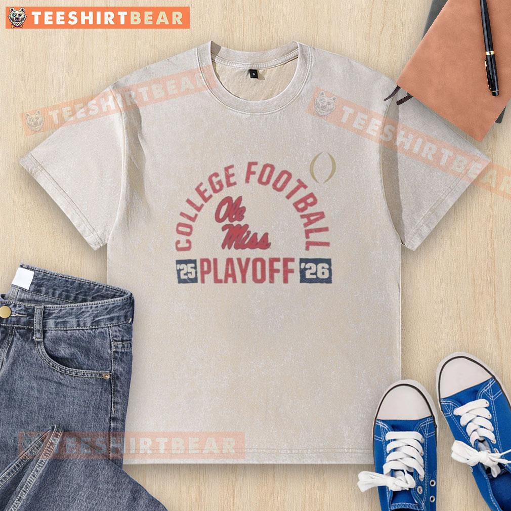 Top Ole Miss Rebels 2025-26 College Football Playoff Touchdown Washed T-Shirt in navy blue with team logo design.