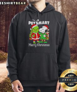 Top PetSmart x Grinch and Snoopy Merry Christmas Hoodie featuring festive designs for holiday pet lovers.