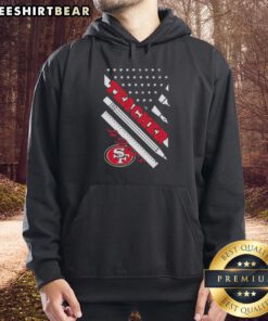 Alt Text: Top San Francisco 49ers football X teacher hoodie featuring American flag design, perfect for fans and educators.