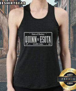 Top State of Hockey Quinn Minnesota tank top featuring vibrant colors and hockey-themed design, perfect for fans.