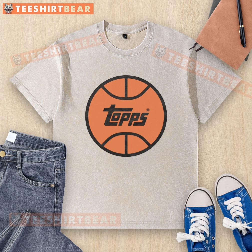 Alt Text: Top-Topps basketball logo on a washed t-shirt, showcasing a stylish and casual sportswear design.