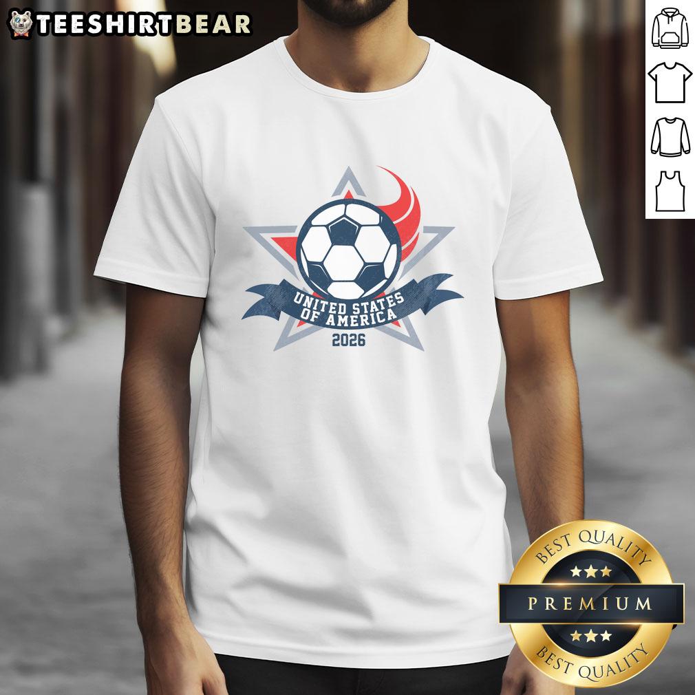 Top United States Of America 2026 Soccer Team T-Shirt featuring vibrant graphics and team colors for fans.