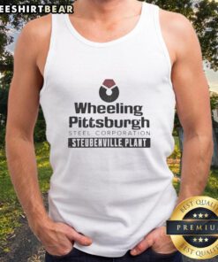 Top Wheeling Pittsburgh Steel Corporation tank top showcasing vintage design, perfect for fans of steel industry apparel.