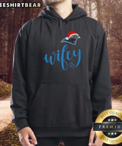 Top Wifey Carolina Panthers Santa Hat Merry Christmas Hoodie for festive football fans, perfect holiday apparel.
