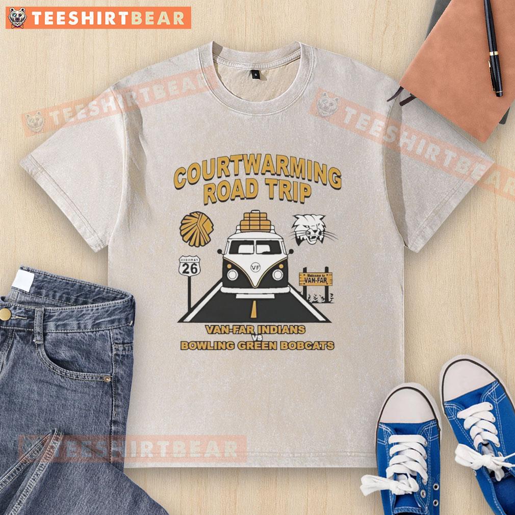 Awesome courtwarming road trip van featuring Far Indians vs Bowling Green Bobcats washed T-shirt design.