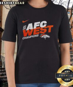 Awesome Denver Broncos 2025 NFC East Champions Super Bowl LX Mascot Ladies Tee featuring vibrant team colors and logo.