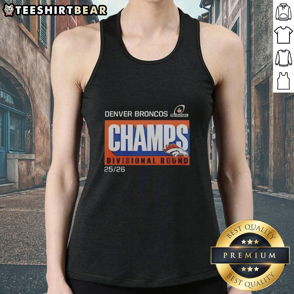 Awesome Denver Broncos 202526 Divisional Round Champs tank top featuring team colors and logo, perfect for fans.
