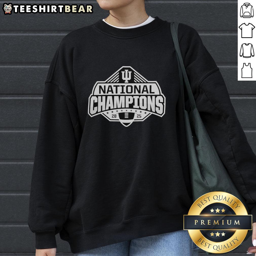 Awesome Indiana Hoosiers Football National Champions 2025 small logo sweatshirt in red and white colors.