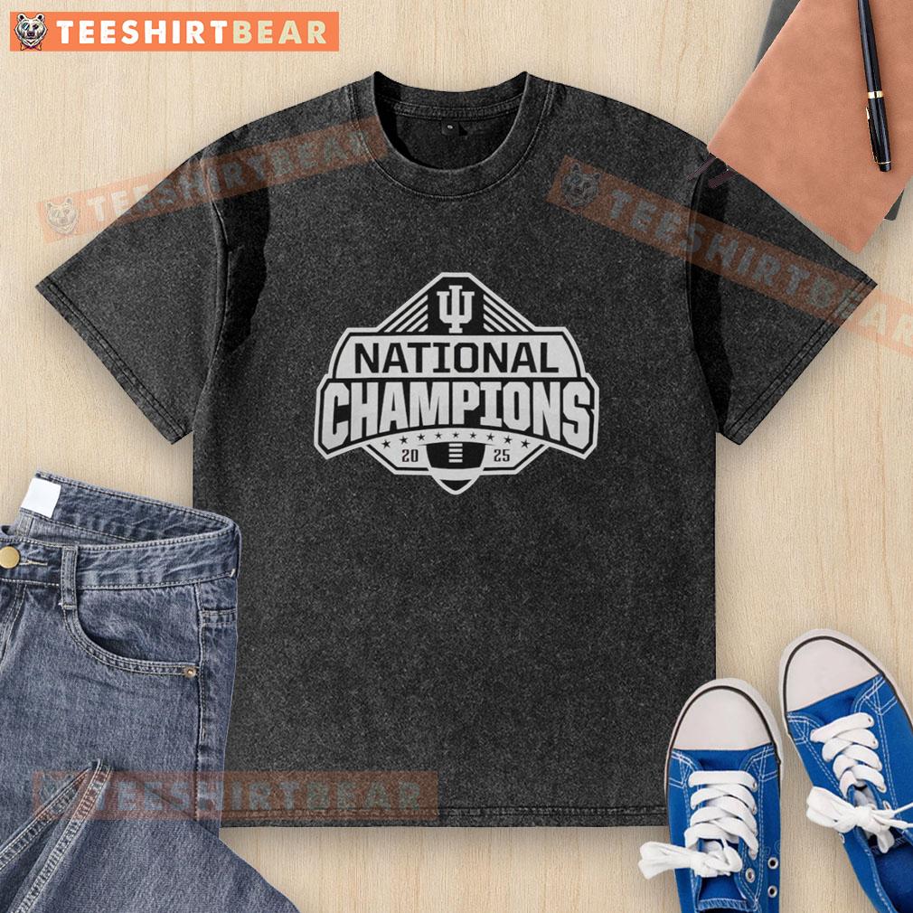 Awesome Indiana Hoosiers Football National Champions 2025 small logo washed t-shirt, perfect for fans.