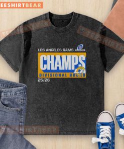 Los Angeles Rams Champs Divisional Round 2025-26 washed t-shirt, showcasing team pride and championship celebration.