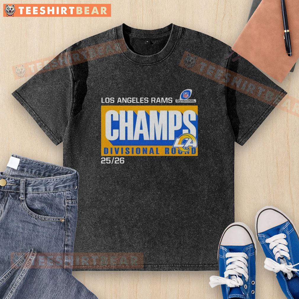 Los Angeles Rams Champs Divisional Round 2025-26 washed t-shirt, showcasing team pride and championship celebration.