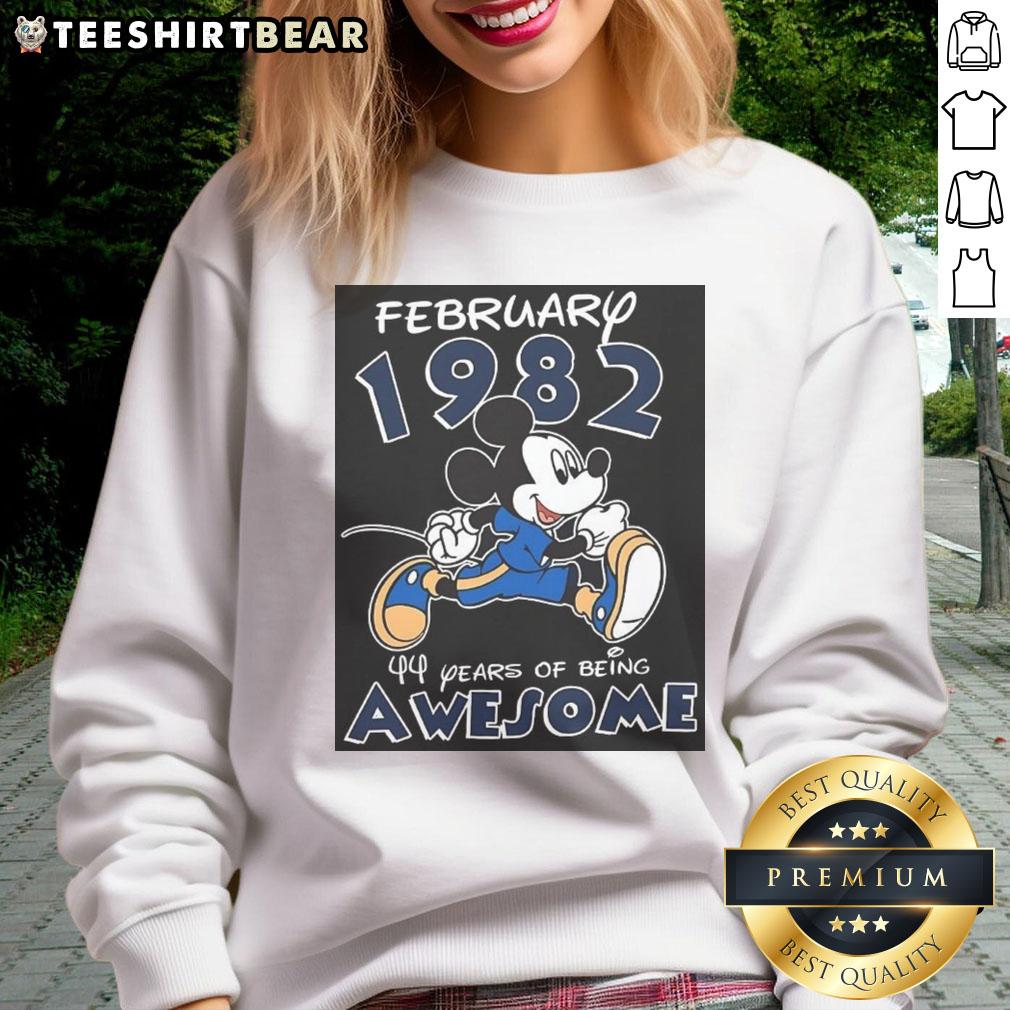 Alt Text: Awesome Mickey Mouse February 1982 sweatshirt celebrating 44 years of being awesome with vibrant design and colors.