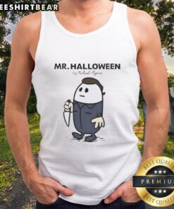 Awesome Mr. Halloween by Michael Myers tank top featuring a spooky design perfect for Halloween celebrations.