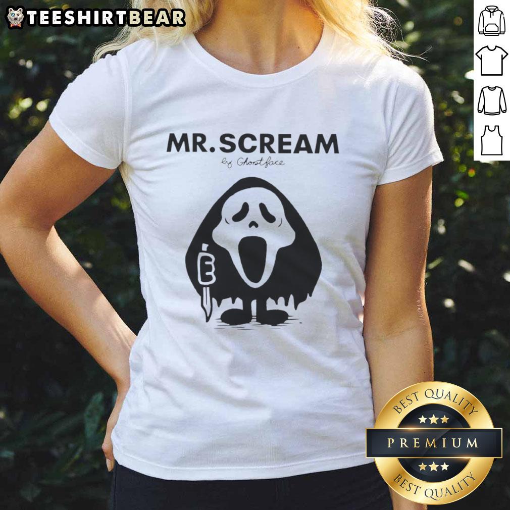 Awesome Mr. Scream by Ghostface ladies tee featuring a stylish design perfect for horror movie fans.