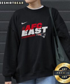 Alt Text: Awesome New England Patriots 2025 NFC East Champions Super Bowl LX mascot sweatshirt featuring team logo and colors.