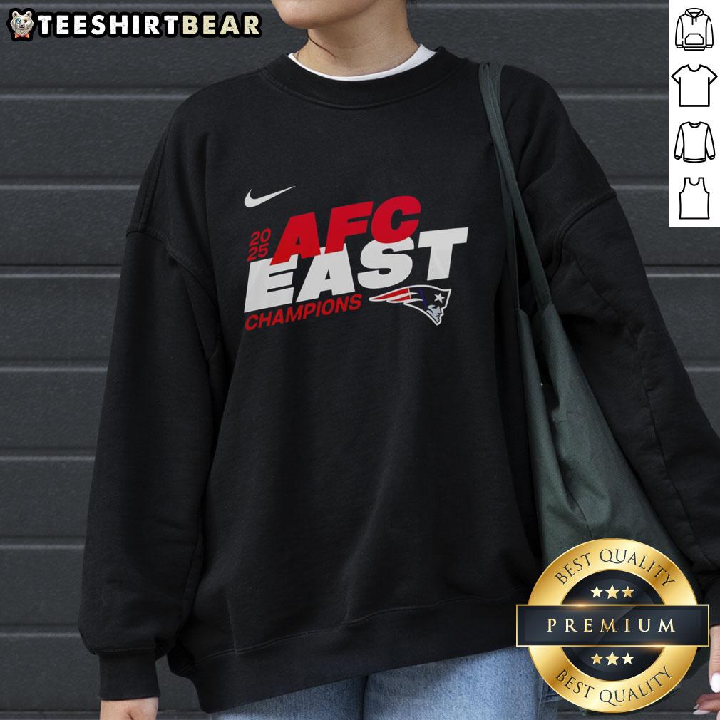 Alt Text: Awesome New England Patriots 2025 NFC East Champions Super Bowl LX mascot sweatshirt featuring team logo and colors.