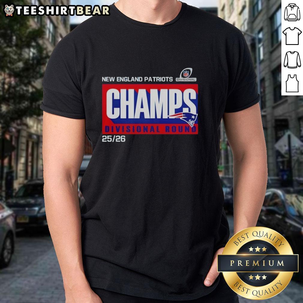 Alt Text: Awesome New England Patriots Champs Divisional Round 2025-26 T-Shirt featuring team logo and vibrant colors.