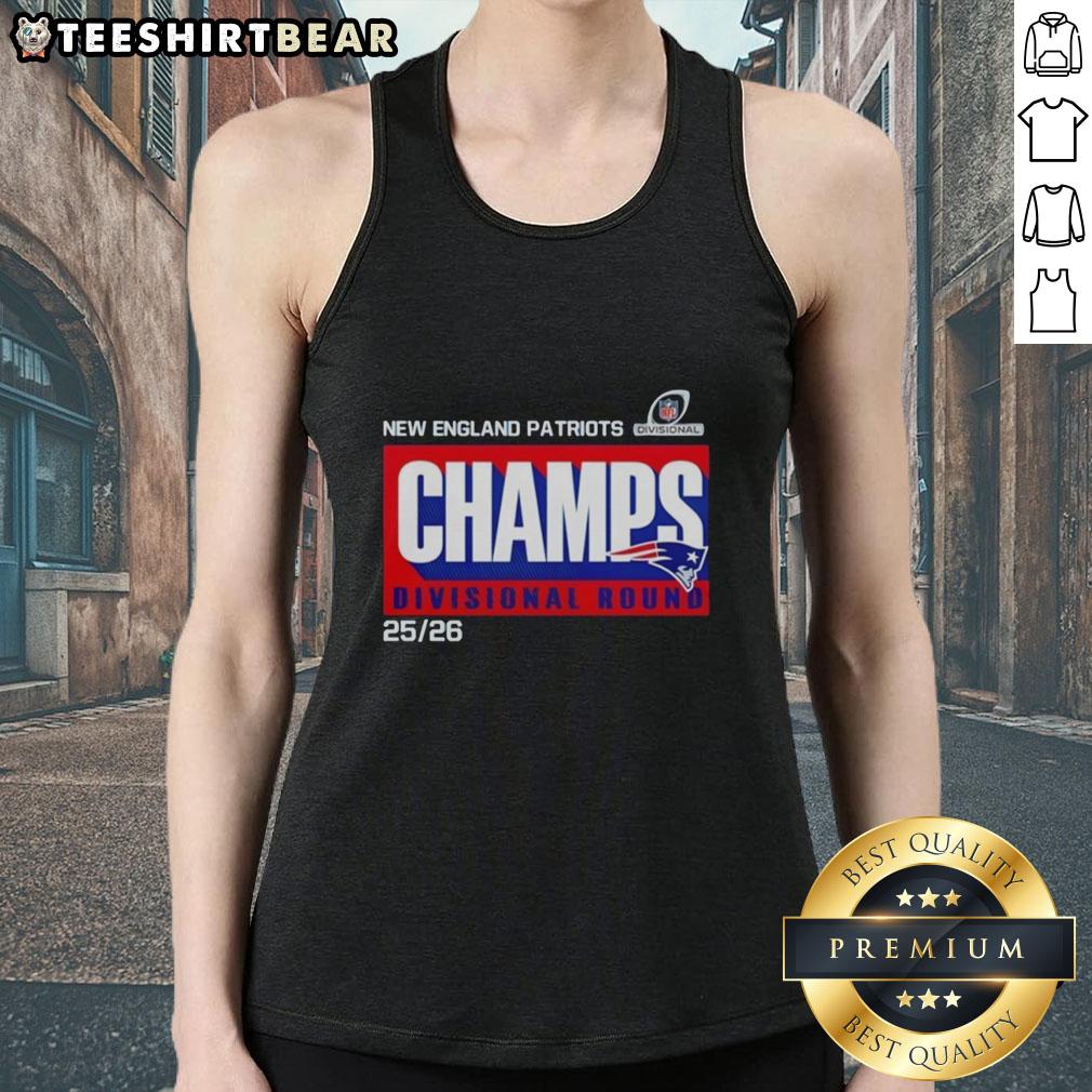 Awesome New England Patriots Champs Divisional Round 2025-26 tank top featuring team logo and bold championship graphics.