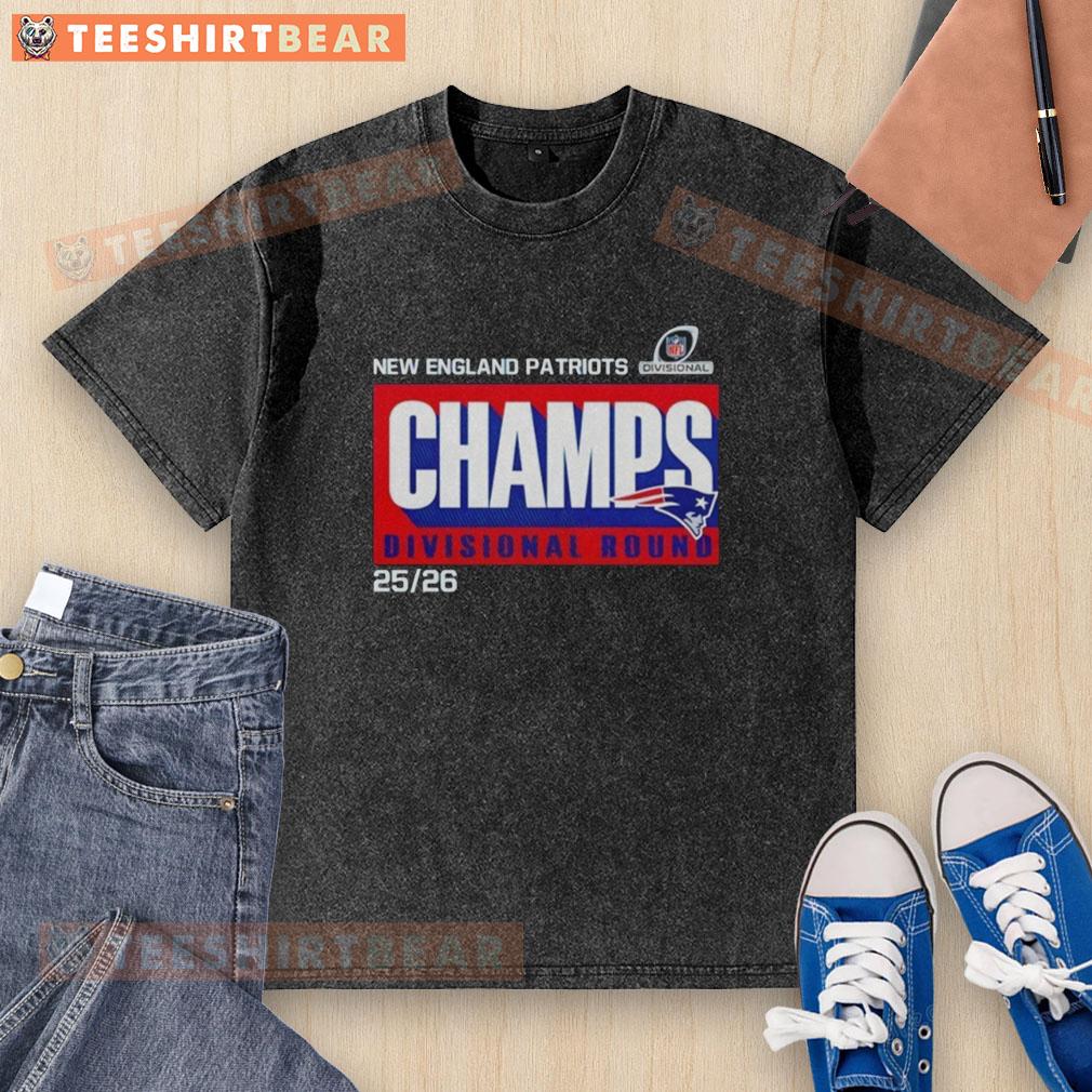 Alt Text: Awesome New England Patriots Champs Divisional Round 2025-26 washed t-shirt showcasing team pride and style.